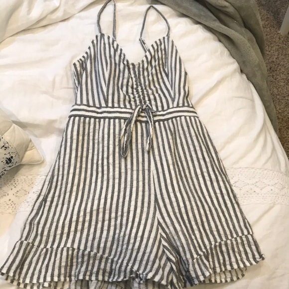 grey and white romper